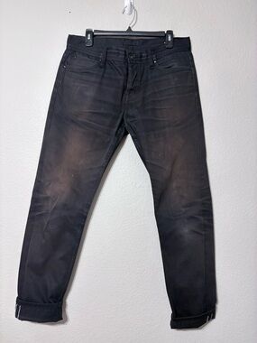 Men's The Unbranded Brand Selvedge Black Jeans w Fading. 34/30